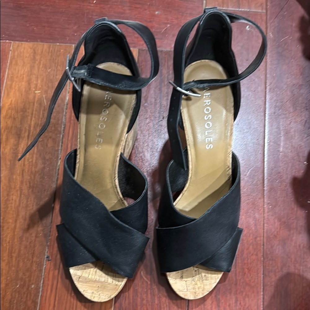 Aerosoles Women's Black Sandals, 9.5m